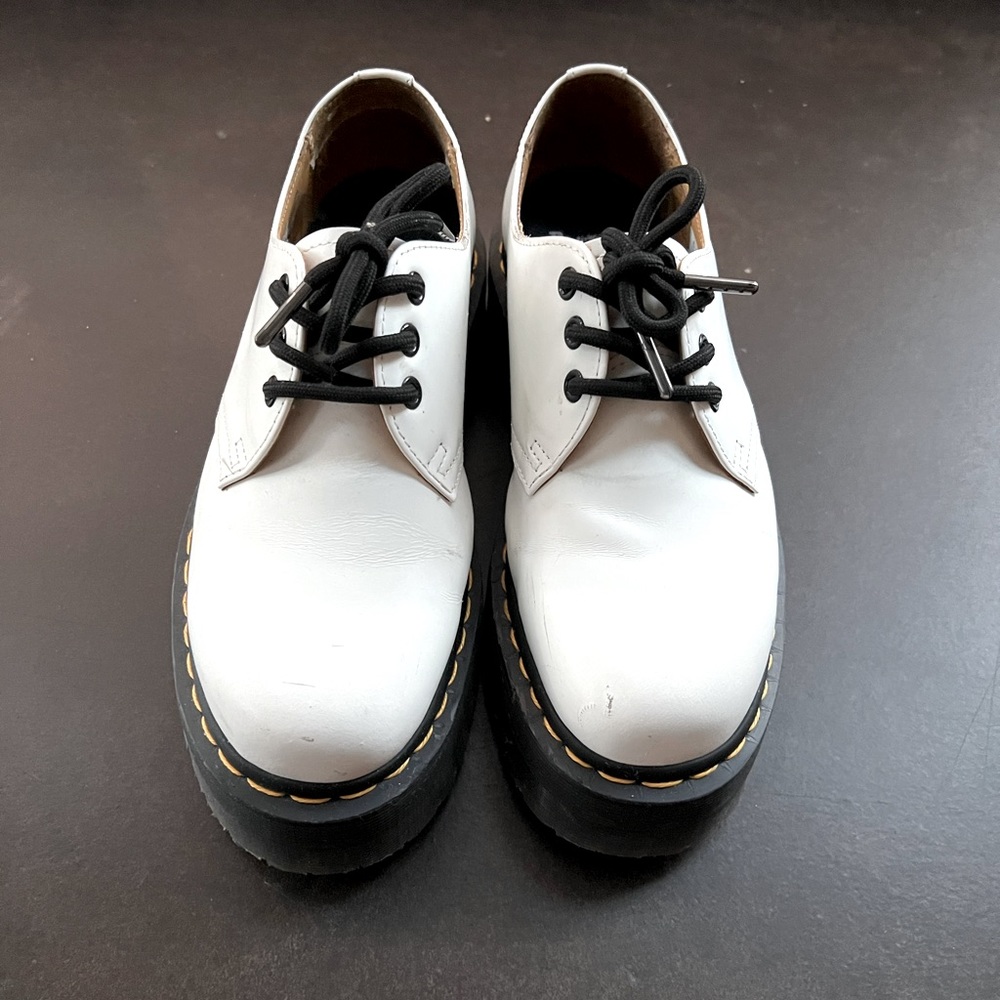 Dr Martens White Platform Shoes